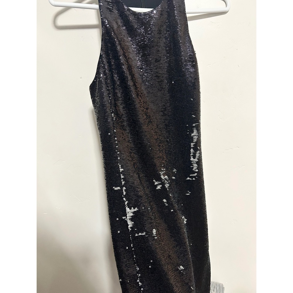 Maje Black Sequin Halter Neck Mini Dress Size 36 - Picture 5 of 7